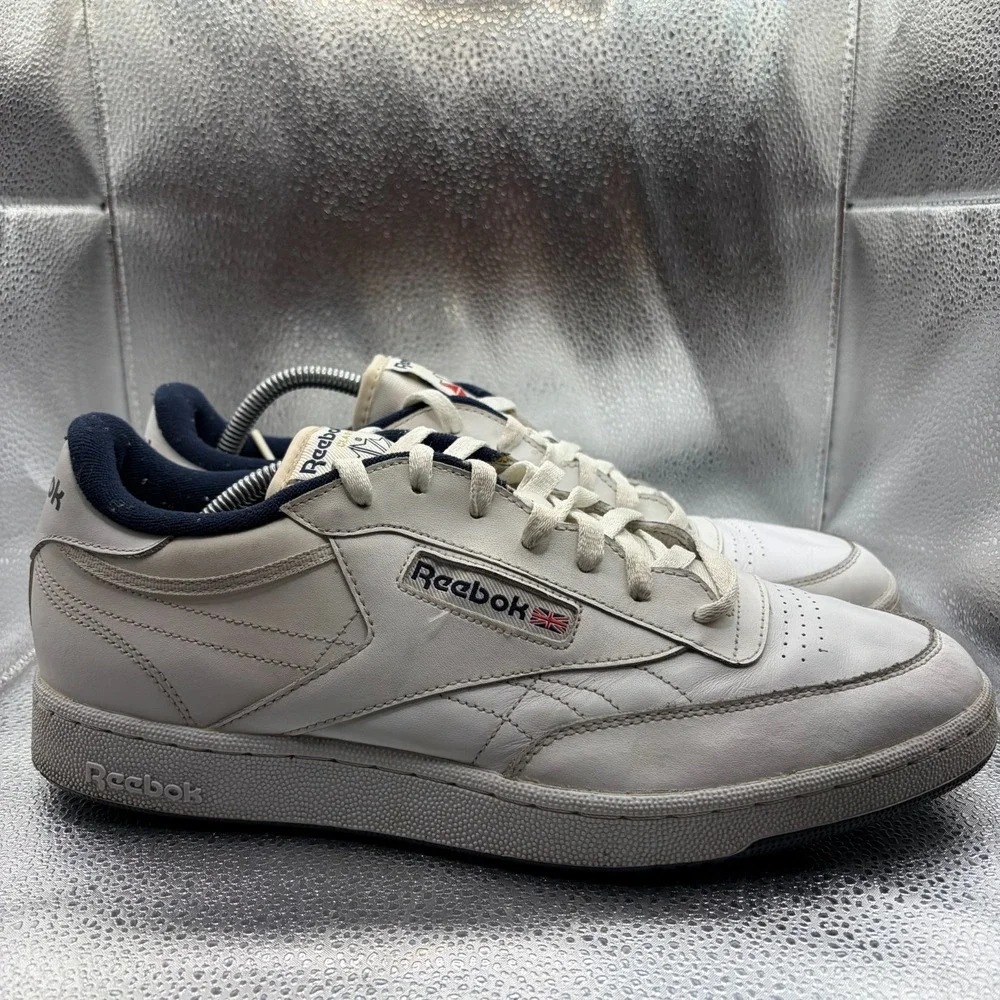 Size 12 Reebok Club C 85 White Mens Lace-Up Leather Athletic Sneaker Shoes